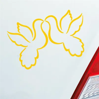 Produktbild von Auto Aufkleber Liebestauben Liebe Love Taube Hochzeit 12x9 cm Gelb Sticker Heckscheibenaufkleber