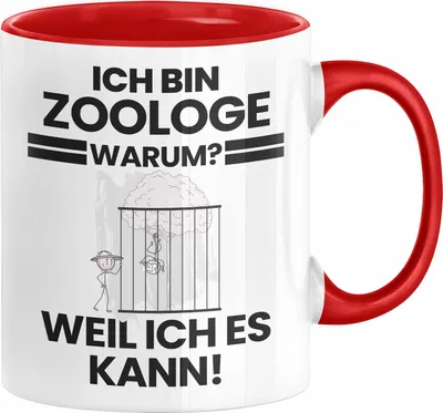 Produktbild von Zoologe Geschenk Tasse Lustiger Spruch Ich Bin Zoologe Warum Weil Ich Es Kann Geschenkidee Bester Zoologe Geburtstag Kaffee-Becher (Rot)