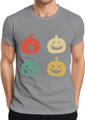 Produktbild von Halloween Kürbisgesichter Vintage Retro Grunge Kürbisgesicht Herren T-Shirt, Grau, XXL