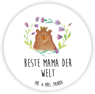Produktbild von Mr. & Mrs. Panda Rund Magnet Bär Königin - Weiß - Geschenk, Mama, für fotos, kühlschrank, magnettafel, Lieblingsmensch, Mutter, Teddy, Ist Die Beste, Muttertag, pinnwand