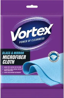 Produktbild von Reinigungstuch "Glas und Spiegel", blau, Mikrofaser, 35 x 35 cm, 1 Stück, VORTEX CLOTH130GMVORTEXNEU