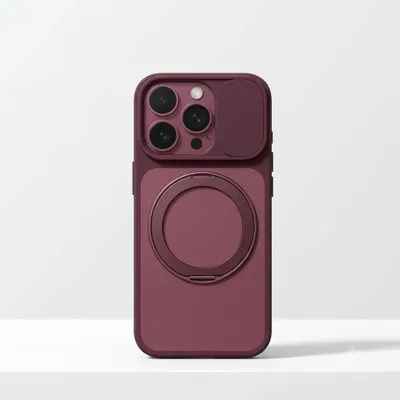 Produktbild von Hülle passend für  iPhone 18 Pro, burgunderrot matt, großer 360° Ringständer