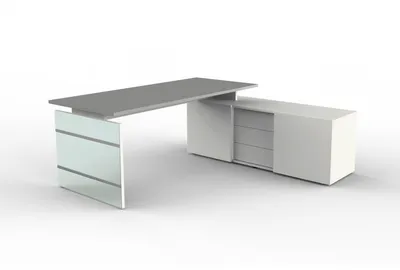 Produktbild von Komplettarbeitsplatz Lugano Glas Tisch/Sideboard grafit