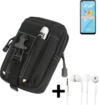 Produktbild von K-S-Trade Gürteltache + Kopfhörer kompatibel mit Oppo A54 Gürtel Tasche Holster Schutz Hülle Handy Hülle  schwarz inkl. Extrafächer