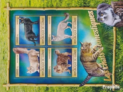 Produktbild von Briefmarken Guinea 2016 Mi 11881-11884 Kleinbogen (kompl. Ausgabe) postfrisch Hauskatzen