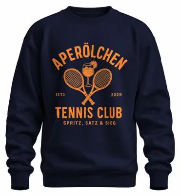 Obrázok produktu pre Aperölchen, tenisový klub, tričko s potlačou "Spritz", veľkosť XL, tmavomodrá. (Alternatívne: Aperölchen, tenisový klub, mikina s potlačou "Spritz", tmavomodrá, veľkosť XL.)