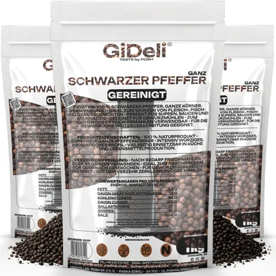 Image de Poivre noir 3 kg, grains entiers, épice, pour la cuisine, produit naturel, accompagnement. GiDeli