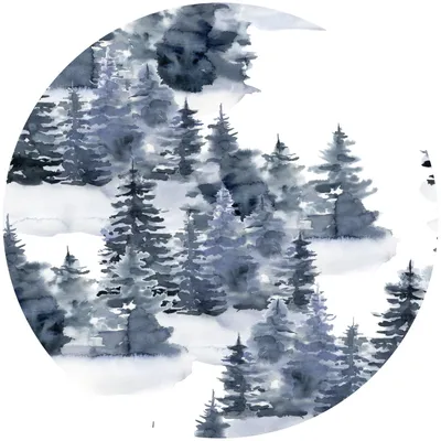 Produktbild von Sticker Kreis WALD Bäume Aquarell Grün Natur Wanddeko Aufkleber für Schlafzimmer Kinderzimmer 100 cm x 100 cm