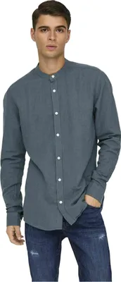 Produktbild von ONLY & SONS Herren Freizeit Hemd ONSCAIDEN SOLID Slim Fit XXL Chinchilla