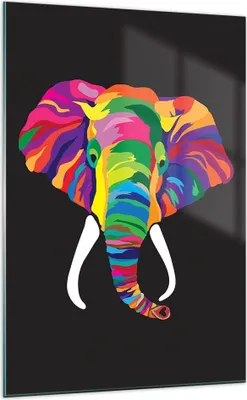 Produktbild von Bilder auf glas - Einteilig - Elefant spaß bunt tier - 70x100cm - Glasbilder - Wandbilder - Bilder - zum Aufhängen bereit - Wanddekoration aus Glas - Glas Bilder - Wandbild auf Glas - GPA70x100-2928