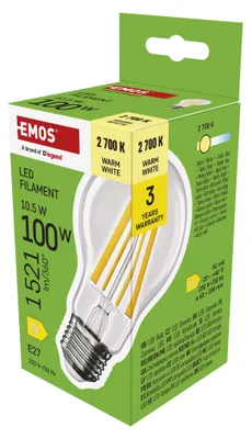 LED žárovka Filament A60 / E27 / 10,5 W (100 W) / 1521 lm / teplá bílá