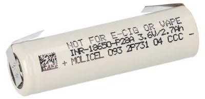 Produktbild von Molicel INR18650-P28A 18650 Li-Ion Zelle 2800 mAh 35 A Flat Top U-Lötfahne