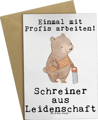 Produktbild von Mr. & Mrs. Panda jubiläumskarte Schreiner Leidenschaft - Weiß - Geschenk, weihnachtskarten, dankeskarten, hochzeitskarten, genesungskarte, einladungskarten