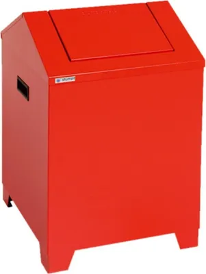 Produktbild von Putzwollkasten & Universalsammler mit Pendeldeckel | 73 Liter, HxBxT 68x40x40cm | Feuer- & Geruchshemmend | Feuerrot