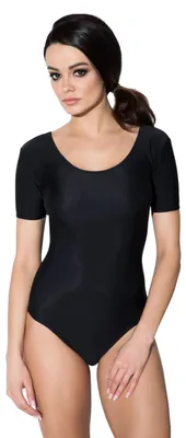 Produktbild von Aquarti Damen Ballett Trikot Kurzarm Gymnastik Tanz-Body, Farbe: Schwarz, Größe: 38