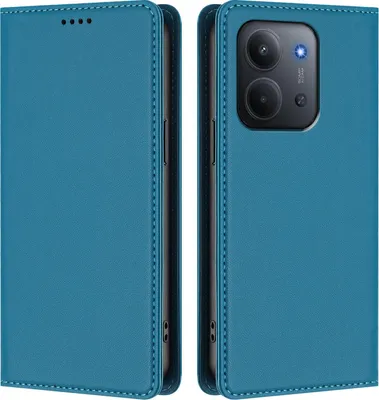 Image de Étui en cuir pour Xiaomi Redmi 15C 5G/4G, étui à rabat magnétique en cuirPolyuréthaneavec support, bleu lac