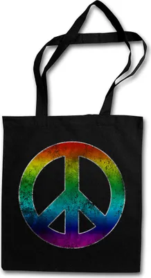 Produktbild von Urban Backwoods Rainbow Peace Symbol, Stofftasche, Farbe: Schwarz