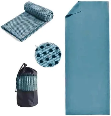 Produktbild von Famanu Yogamatte Handtuch Mikrofaser 24" x 72" - Schnell trocknend, rutschfest, mit Tragetasche