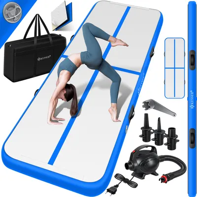 Produktbild von KESSER® Turnmatte Aufblasbar Airtrack 2m/3m/4m/5m/6m Fitness-Matte Gymnastikmatte | inkl. Tragetasche & elektr. Luftpumpe | Yogamatte, Tumbling Matten, Trainingsmatte, Turn- & Fitness