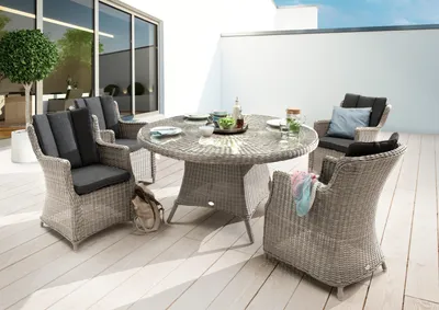 Produktbild von Destiny Sitzgruppe LUNA mit Esstisch Ø150cm (4 Personen) vintage weiß