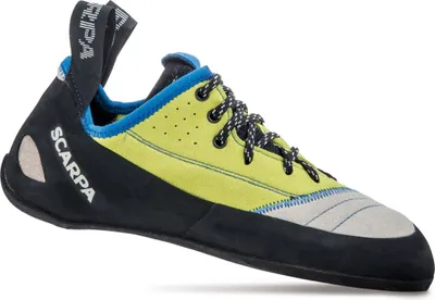 Schnür-Kletterschuh "Velocity L" von Scarpa in Gelb und Schwarz; ideal für das Klettern.