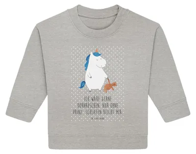 Produktbild von Mr. & Mrs. Panda Organic Baby Pullover Einhorn Teddy 24. - 36. Monat - Heather Grey - Geschenk, Gute Nacht, Einhörner, Unicorn, Freundin, Bullover, Bett