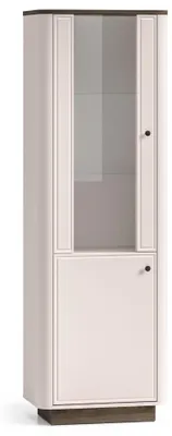 Produktbild von Selsey Vilavio – Vitrine, 2-türig mit LED, Kaschmirgrau/Eichenoptik Dunkel, 65 cm