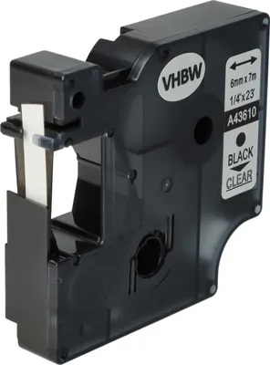 Produktbild von vhbw Schriftband-Kassette Ersatz für Dymo D1, 43610 für Etiketten-Drucker 7m x 6mm Schwarz auf Transparent