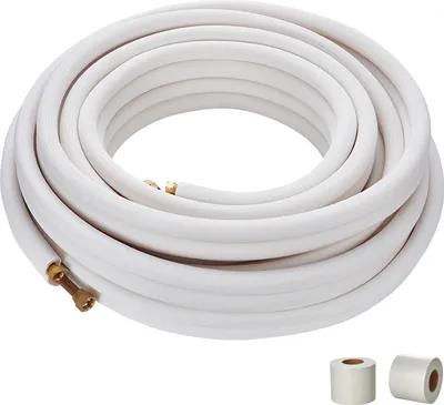 Obrázok produktu pre SucceBuy 15240 mm sada rúrok pre mini-split, vonkajší priemer 9,5 a 15,9 mm, medené rúrky s trojvrstvovou izoláciou pre chladiace jednotky mini-split alebo tepelné čerpadlá a HVAC, vrátane navíjacích pásov