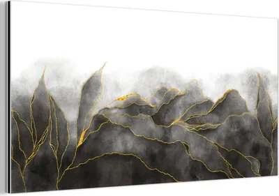 Produktbild von MuchoWow Wanddekoration Metall Metallbild Wandkunst 120x60 cm Marmor - Schwarz - Gold - Luxus - Marmoroptik MuchoWow Aluminium Gemälde - Metalbilder