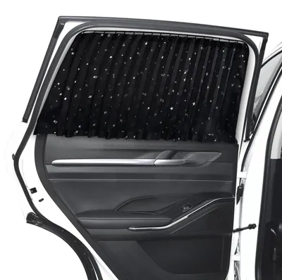 Image de Rideau pare-soleil pour voiture - Rideau de fenêtre magnétique bloquant les rayons UV, opaque pour préserver l'intimité, très résistant, noir (2 pièces)