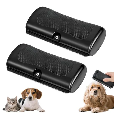 Image de Brosse pour chiens, lot de 2, avec manche ergonomique, pour éliminer le sous-poil chez les chiens et les chats