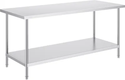 Zdjęcie produktu dla Stół do przygotowywania żywności - 762 x 1829 mm - Solidny stół roboczy - Idealny do cateringu i kuchni komercyjnych
