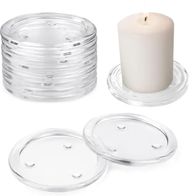 Productafbeelding van 10 stuks kaarsenonderzetters glas rond 10 cm kaarsenbord glas