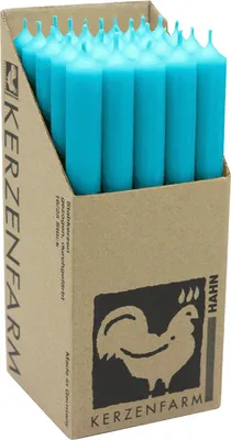 Produktbild von Stabkerzen aus Paraffin, 250/22 mm, Türkis, KERZENFARM HAHN, Brenndauer ca. 12h, 25 Stück pro Verpackung