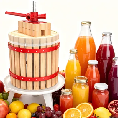 Produktbild von YARDIN 12L Obst‑ und Saftpresse, manuelle Spindelpresse aus Eichenholz, inkl. Presstuch, für Haushalt, Garten & Hobby‑Winzer