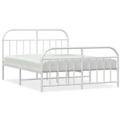 Zdjęcie produktu dla Metalowa Rama Łóżka Z Wezgłowiem I Zanóżkiem, Biała, 140X190 Cm Lumarko!