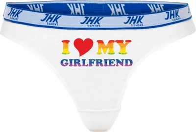 Produktbild von Damen Thong Slip - Boxer-0072-woman-white-v-XS - weiß - XS - vorn - I love my Girlfriend - lustiges Motiv - Spruch - Unterwäsche - Unterhose - Freizeit - lustig