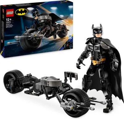 Produktbild von LEGO DC Batman Baufigur mit Batpod & 2 Katapulten, The Dark Knight, 26 cm, 713 Teile, voll bewegliche Gelenke, 76273, Sammel- & Spielset ab 12 Jahren