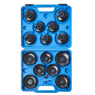 Produktbild von KRAFTPLUS K.210-3615 Ölfilterschlüssel Satz Ölfilterkappen Ölfilter Werkzeug mit Adapter - 15 teilig