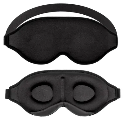Produktbild von Schlafmaske in Schwarz - 3D Schlafbrille für Seitenschläfer - 100% Lichtblockierend - Soft, weich, ergonomsches Design mit Memory Foam, Augen Maske Binde Atmungsaktiv für Reisen