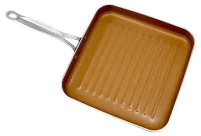 Stahl-Grillpfanne mit Antihaftbeschichtung, 26,7 cm, Kupfer