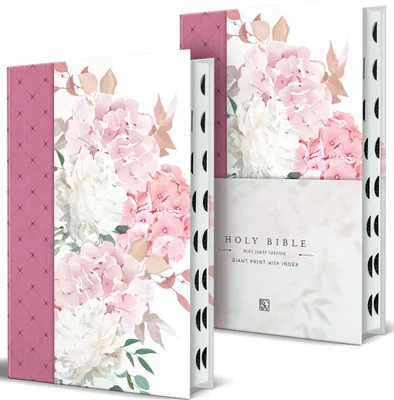 Produktbild von KJV Holy Bible, Giant Print Large Format, Hardcover Pink Floral Design with Cloth with Ribbon Marker, Red Letter, and Thumb Index