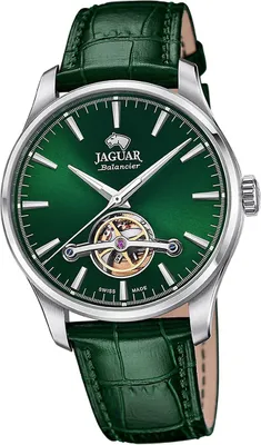 Zdjęcie produktu dla Skórzany zegarek męski Jaguar Analogowy elegancki zegarek na rękę zielony Balancier D2UJ966/4