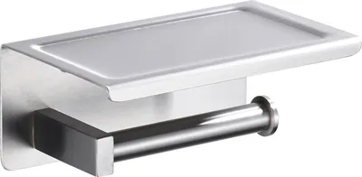 Produktbild von Balneo | Toilettenpapierhalter mit Ablage silber INOX Edelstahl| Papierrollenhalter QUBE Rostfrei | WC-Papierhalter aus Metall