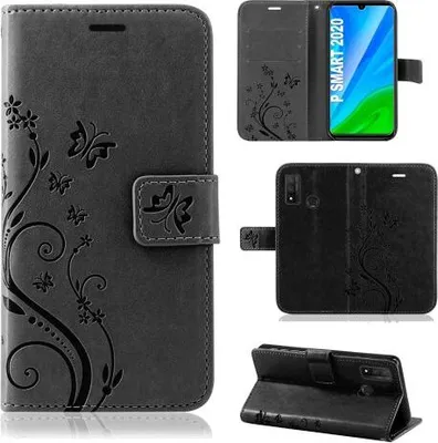 Produktbild von Handytasche für Huawei P Smart 2020 Blumen Flip Cover Buchhülle mit Magnetverschluss, Rosegold