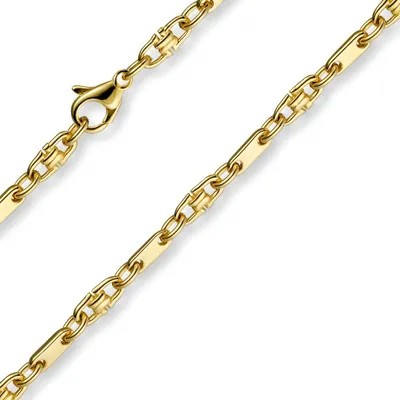 Produktbild von 3mm Armband Armkette Platte-Steigbügelkette, 585 Gold Gelbgold, 21cm