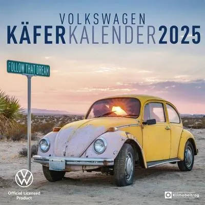 Obrázek produktu pro arti promotion - Kalendář Volkswagen Käfer 2025. Plakátový kalendář, 30x30 cm. Kalendář s různými obrázky vozu VW Käfer, obsahuje seznam "věcí, které musíte zažít" a seznam mezinárodních svátků, s možností zavěšení