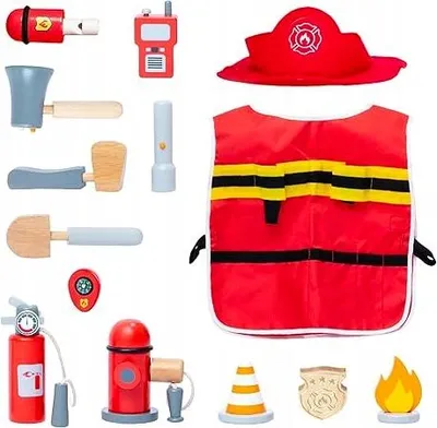 Produktbild von UMU Holz Feuerwehr-Set für Kinder ab 3 Jahren mit Zubehör