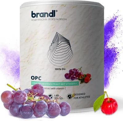 Produktbild von brandl® OPC Traubenkernextrakt Kapseln hochdosiert mit Acerola Vitamin C | Vegan